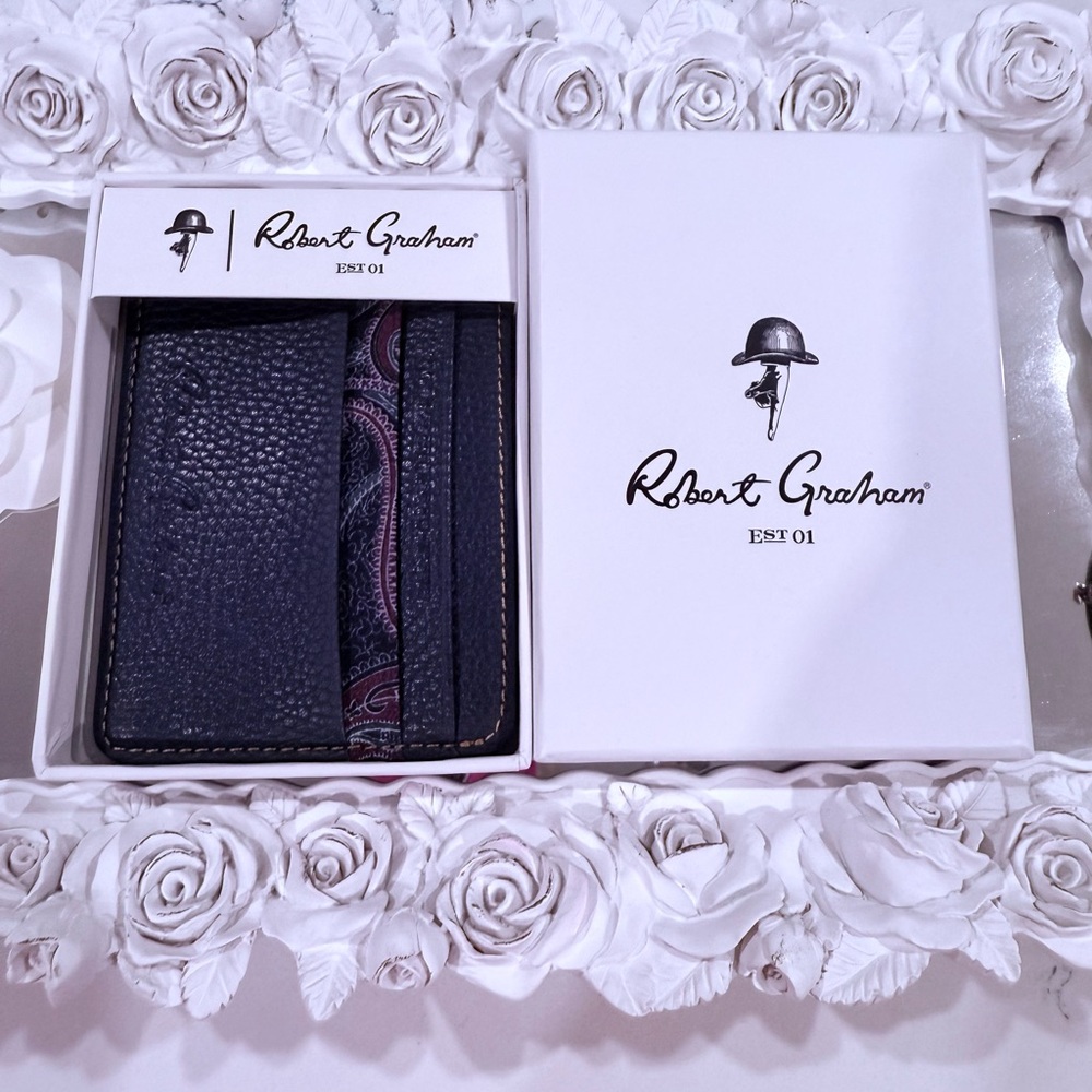 Robert Graham Blue Leather Card Holder. NWT